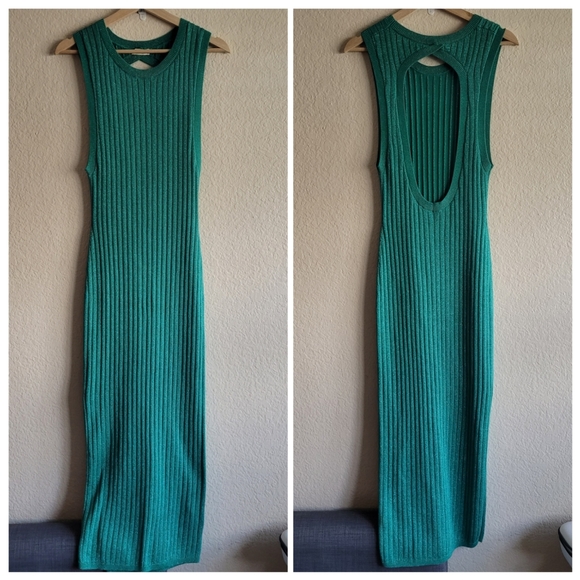 Spell mercury ribbed knit metallic emerald maxi dress - Picture 4 of 10